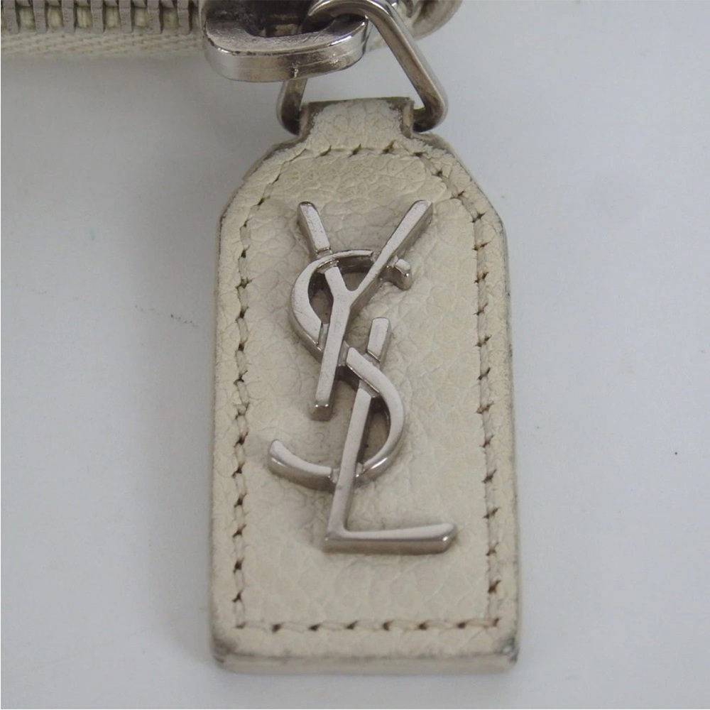 Yves Saint Laurent Cream zip around Wallet charm YSL - Picture 2 of 3